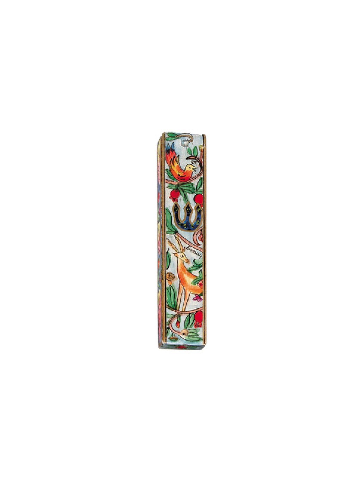 Yair Emanuel Large Hand Painted Wood Mezuzah ... | Mezuzahs by Emanuel