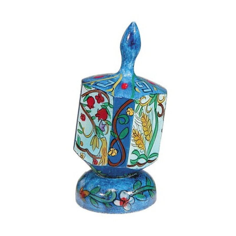 Yair Emanuel Large Hand Painted Wood Dreidel on Stand Se... | Dreidels