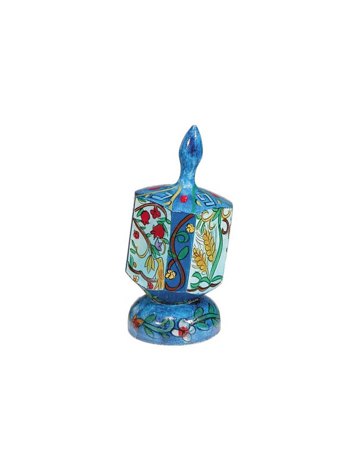 Yair Emanuel Large Hand Painted Wood Dreidel on Stand Se... | Dreidels