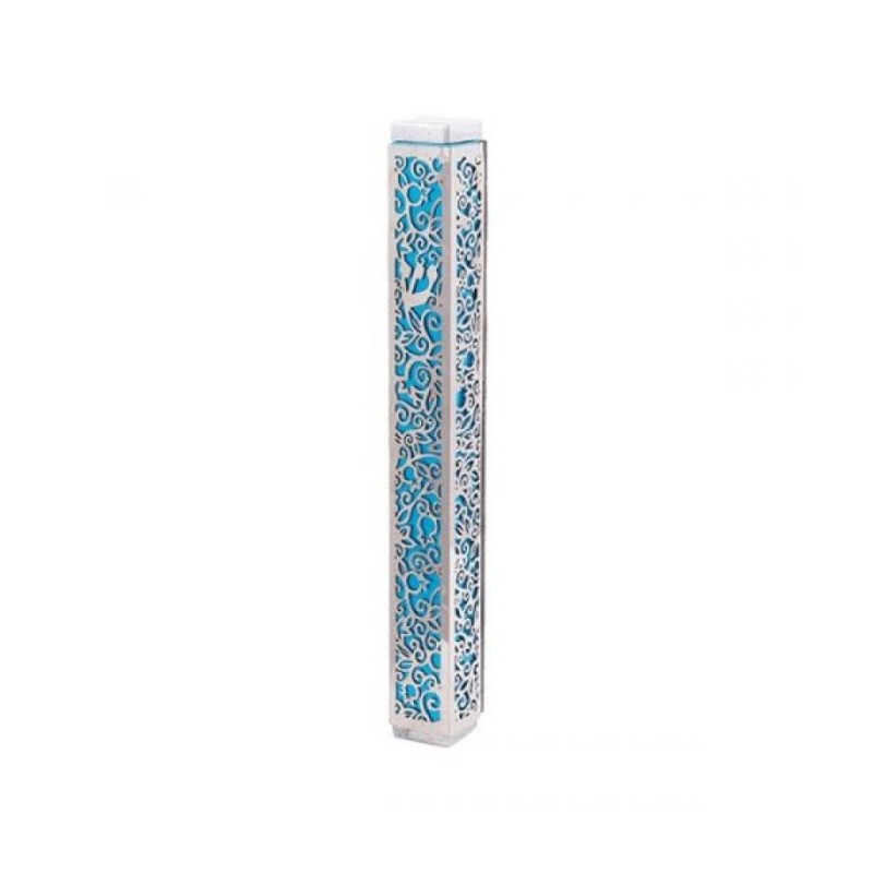 Yair Emanuel Mezuzah Case Cutout Pomegranates... | Mezuzahs by Emanuel