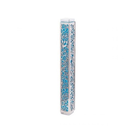 Yair Emanuel Mezuzah Case Cutout Pomegranates... | Mezuzahs by Emanuel