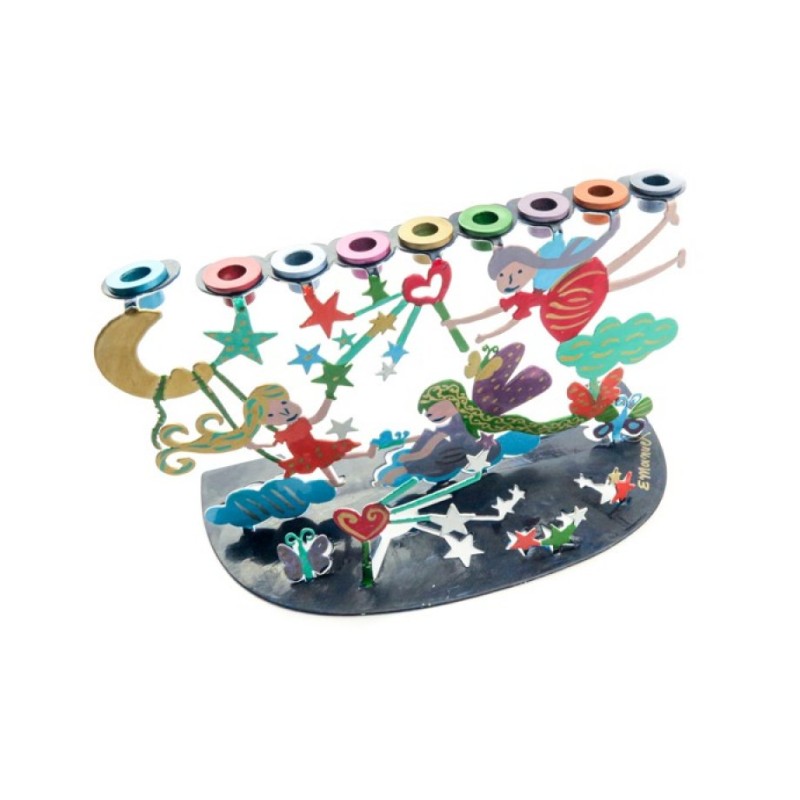 Yair Emanuel Hand Painted Chanukah Menorah Youth... | Hanukkah Menorah