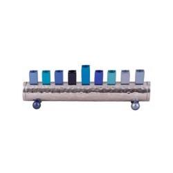 Yair Emanuel Cylinder Chanukah Menorah Hammered ... | Hanukkah Menorah