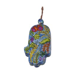 Yair Emanuel Small Hand Painted Wood Wall Hamsa... | Hamsas by Emanuel