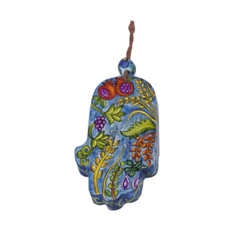 Yair Emanuel Small Hand Painted Wood Wall Hamsa... | Hamsas by Emanuel