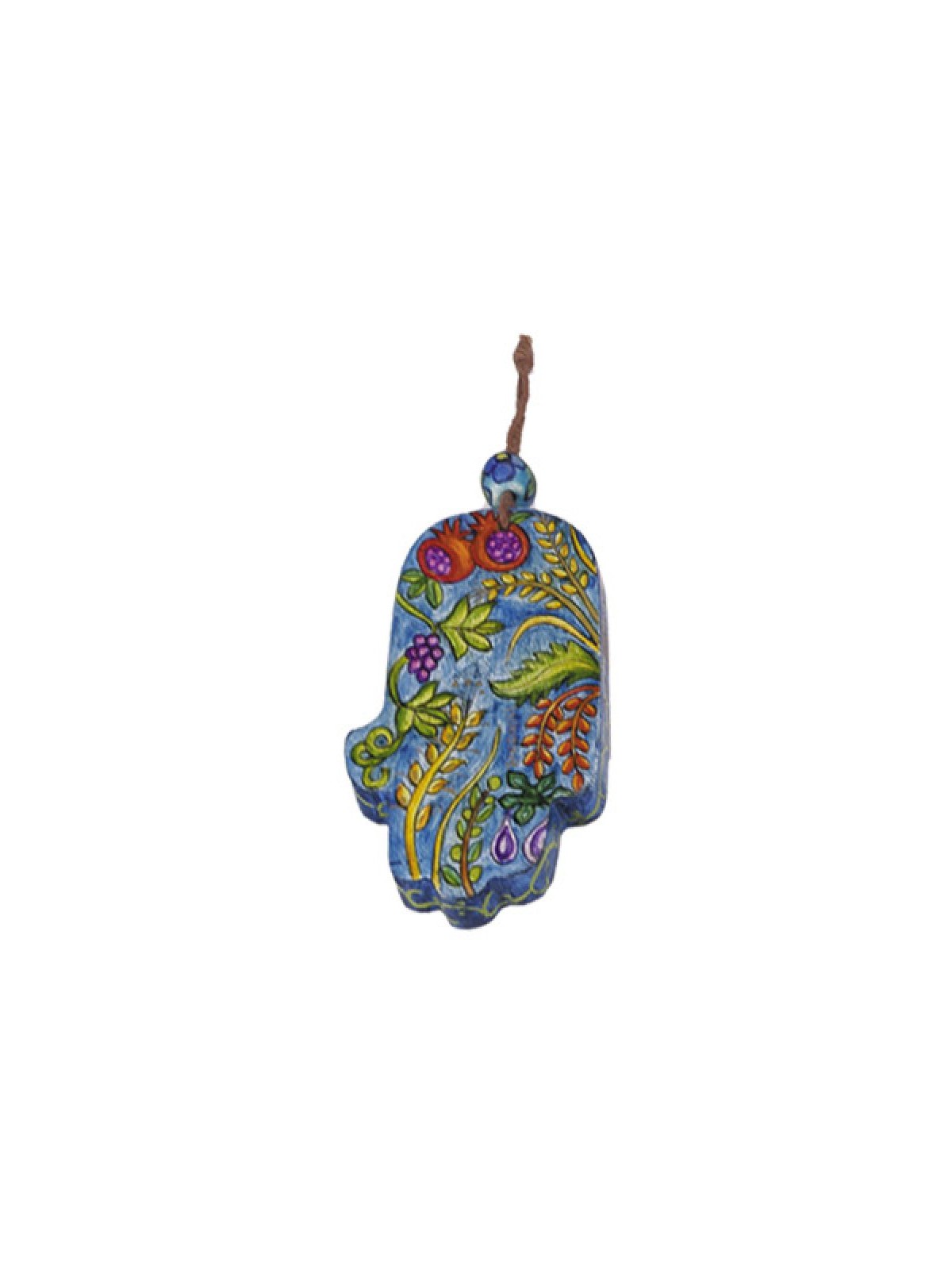 Yair Emanuel Small Hand Painted Wood Wall Hamsa... | Hamsas by Emanuel