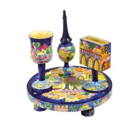 Yair Emanuel Hand Painted 4 Piece Wood Havdalah Set... | Havdalah Sets