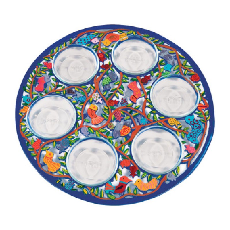 Support de Seder en aluminium découpé au laser peint à la main par Yair Emanuel... | Assiettes du Séder