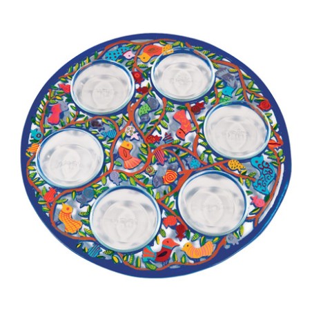 Yair Emanuel Hand Painted Laser Cut Aluminum Seder P... | Seder Plates