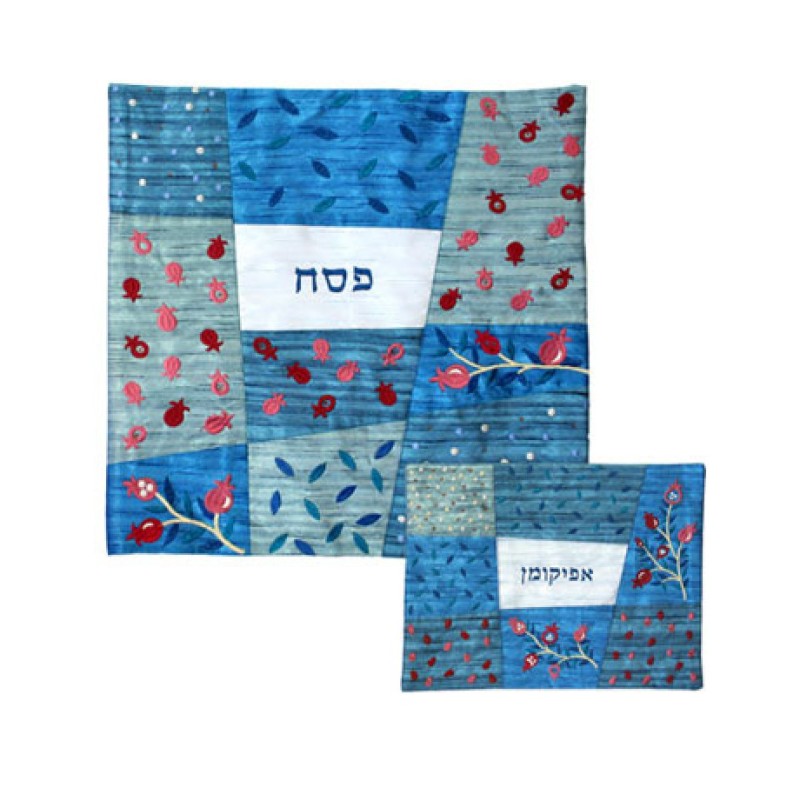 Yair Emanuel Embroidered Silk Patchwork ... | Matzah & Afikoman Covers