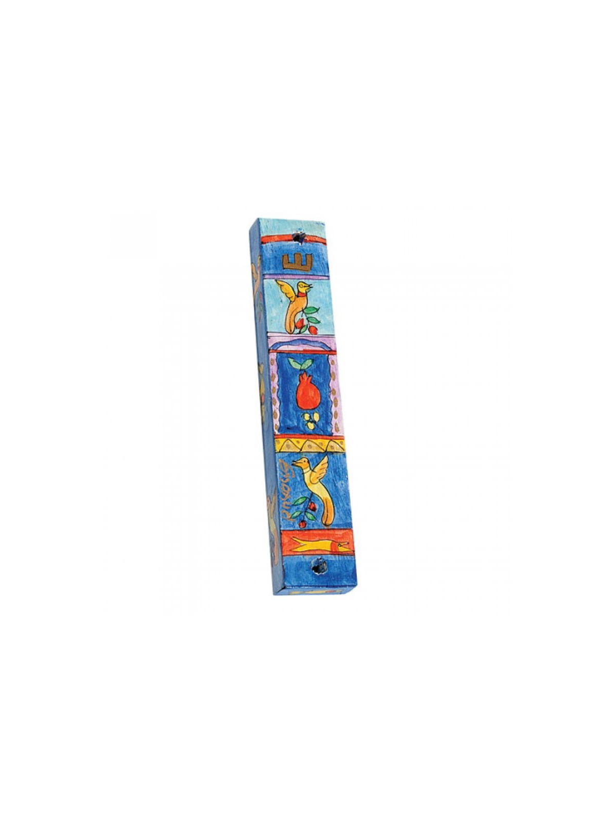 Yair Emanuel Small Hand Painted Wood Mezuzah ... | Mezuzahs by Emanuel