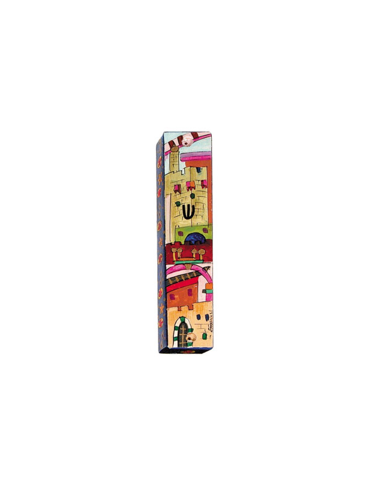 Yair Emanuel Large Hand Painted Wood Mezuzah ... | Mezuzahs by Emanuel