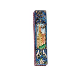 Yair Emanuel Small Hand Painted Wood Mezuzah ... | Mezuzahs by Emanuel