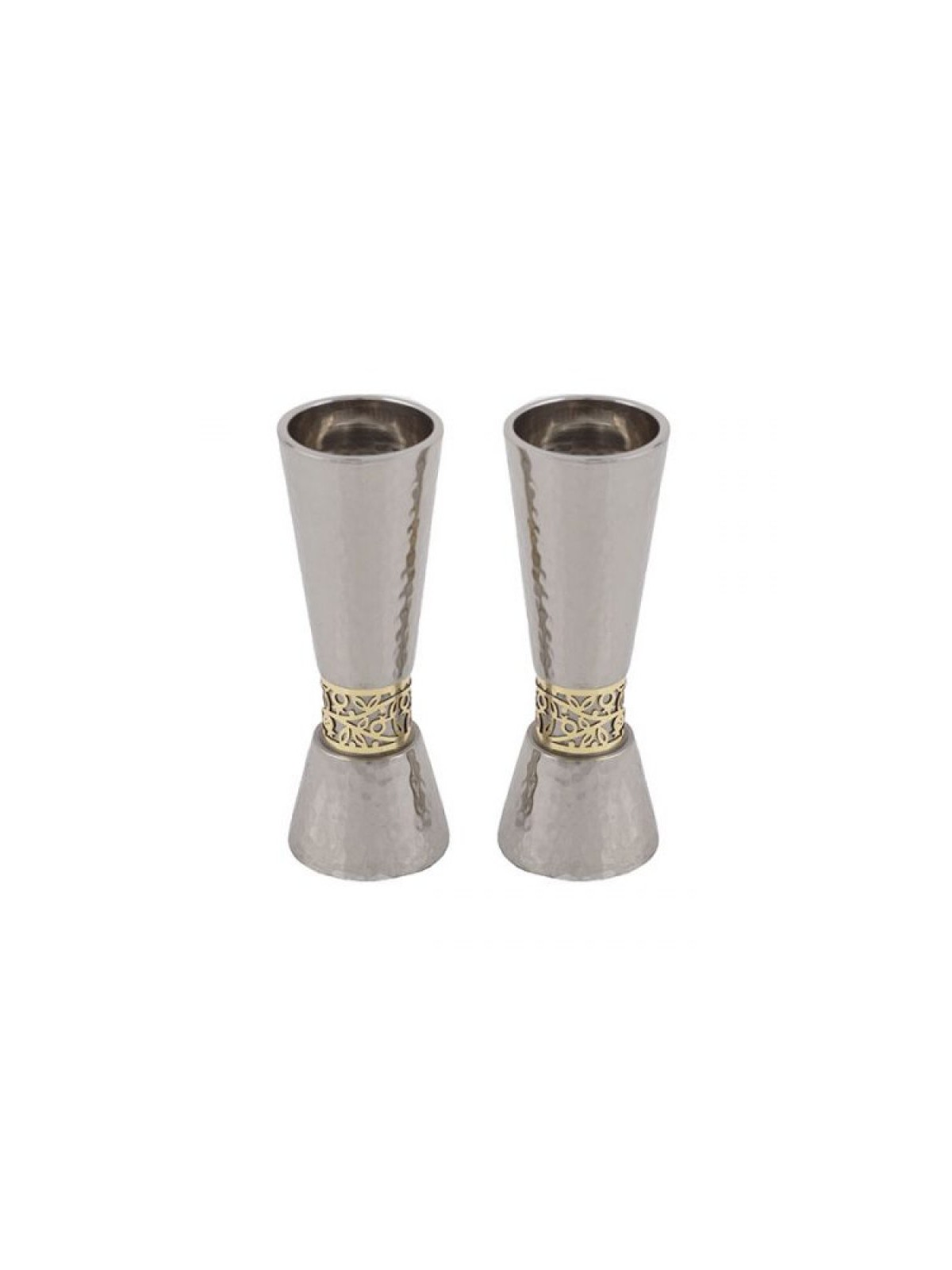 Yair Emanuel Cone Candlesticks with Gold Pomegranate... | Candlesticks