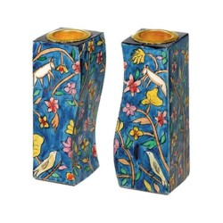 Yair Emanuel Hand Painted Wood Fitted Can... | Candlesticks by Emanuel