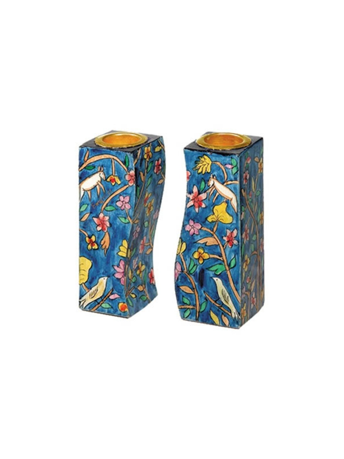 Yair Emanuel Hand Painted Wood Fitted Can... | Candlesticks by Emanuel