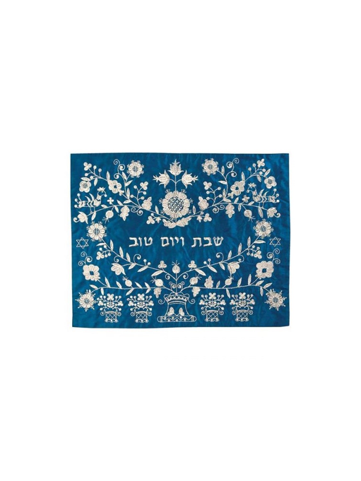 Yair Emanuel Embroidered Challah Cover Flowers Sil... | Challah Covers