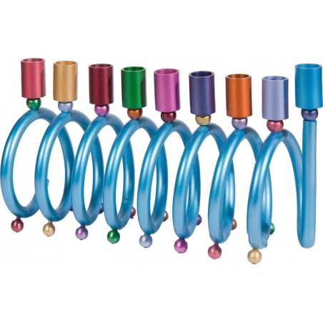 Yair Emanuel Anodized Aluminum Spiral Hanukkah M... | Hanukkah Menorah