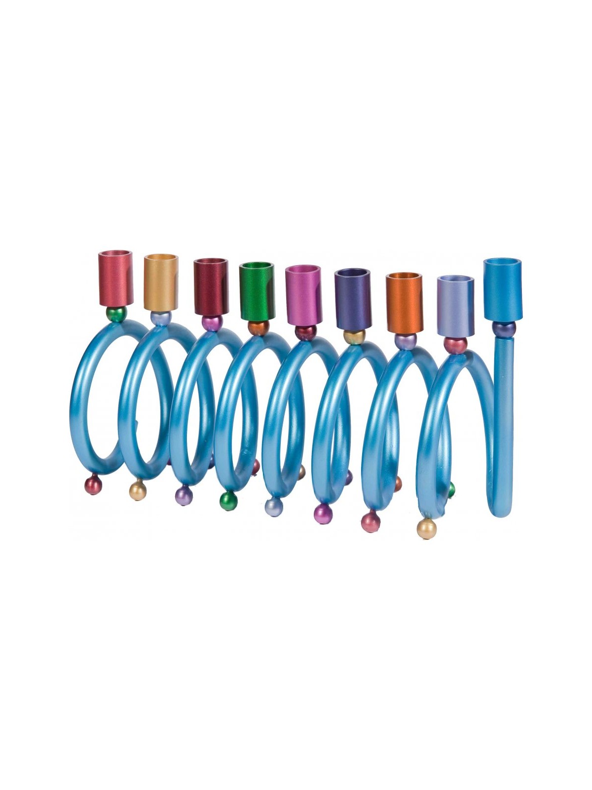 Yair Emanuel Anodized Aluminum Spiral Hanukkah M... | Hanukkah Menorah