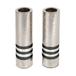 Yair Emanuel Hammered Nickel Cylinder Candlesticks S... | Candlesticks