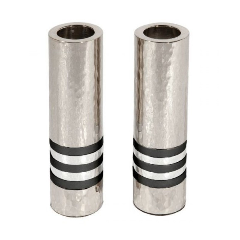 Yair Emanuel Hammered Nickel Cylinder Candlesticks S... | Candlesticks