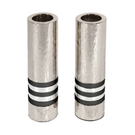 Yair Emanuel Hammered Nickel Cylinder Candlesticks S... | Candlesticks