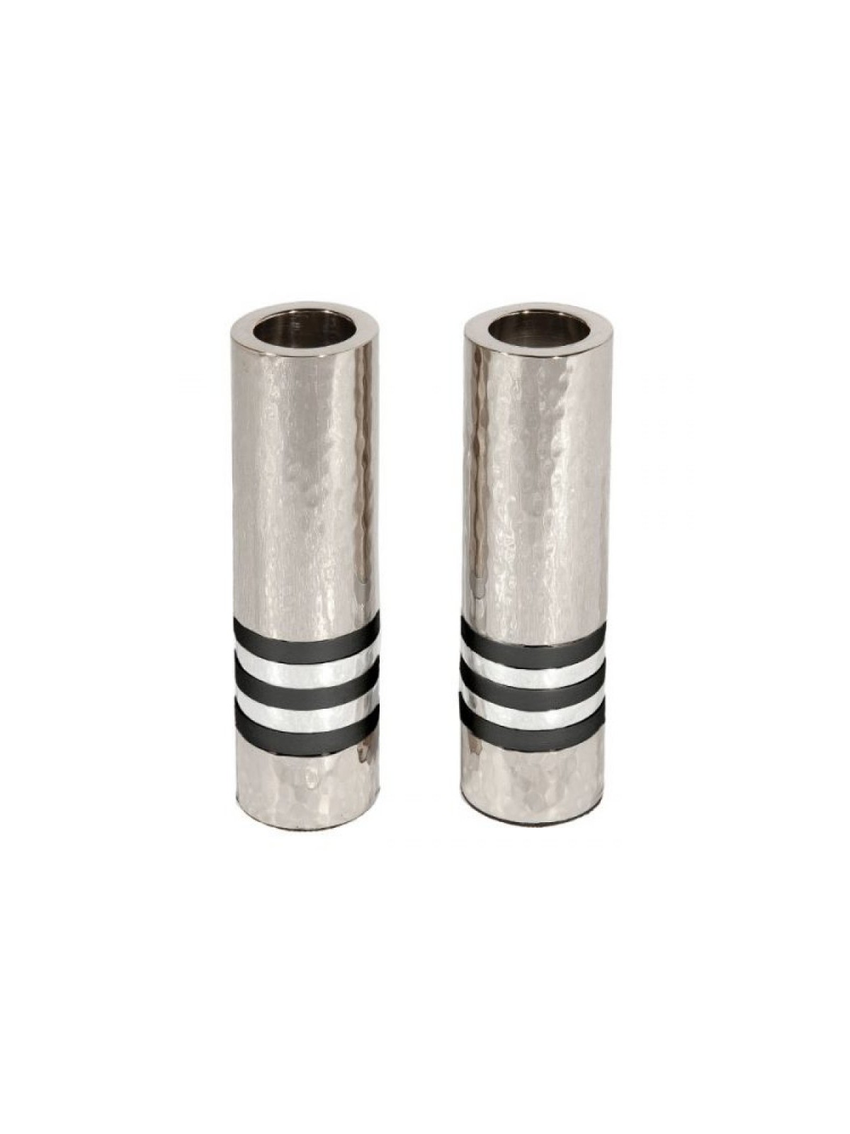 Yair Emanuel Hammered Nickel Cylinder Candlesticks S... | Candlesticks