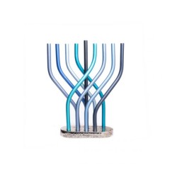 Yair Emanuel Aluminum Hanukkah Menorah with Tube... | Hanukkah Menorah