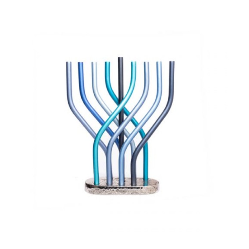 Yair Emanuel Aluminum Hanukkah Menorah with Tube... | Hanukkah Menorah