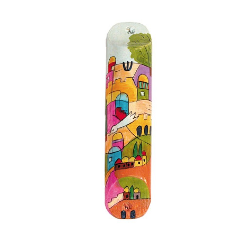 Yair Emanuel Large Hand Painted Wood Mezuzah ... | Mezuzahs by Emanuel