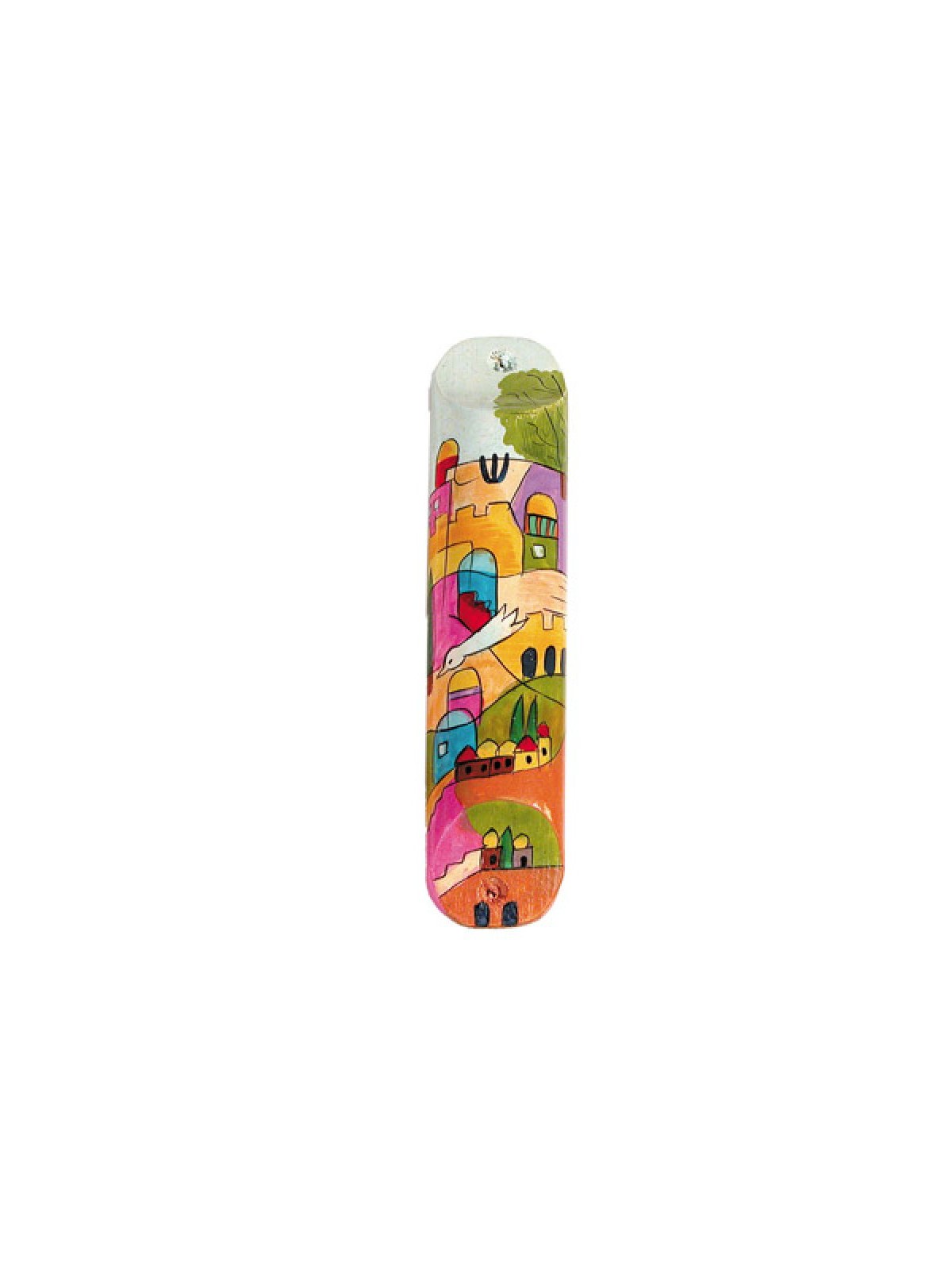 Yair Emanuel Large Hand Painted Wood Mezuzah ... | Mezuzahs by Emanuel