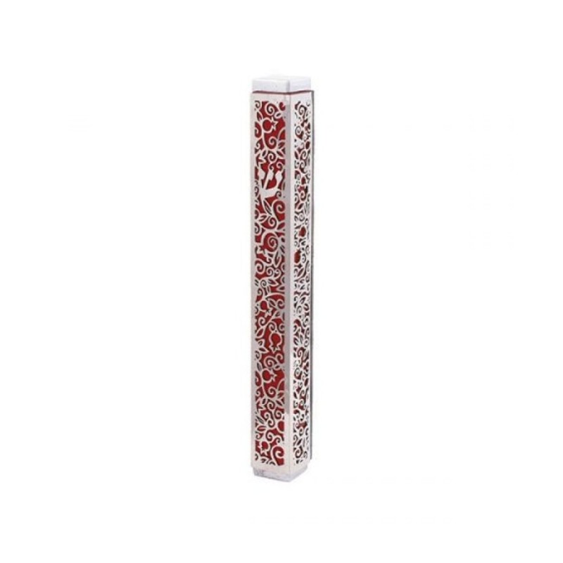 Yair Emanuel Mezuzah Case Cutout Pomegranates... | Mezuzahs by Emanuel
