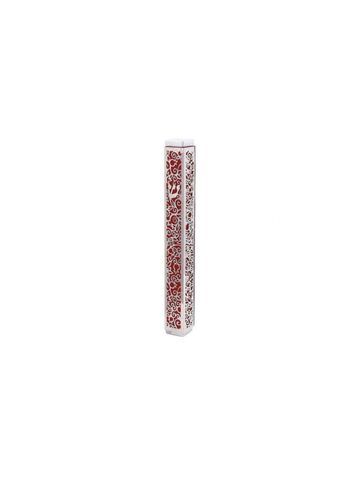 Yair Emanuel Mezuzah Case Cutout Pomegranates... | Mezuzahs by Emanuel