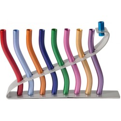 Yair Emanuel Anodized Aluminum Hanukkah Menorah ... | Hanukkah Menorah