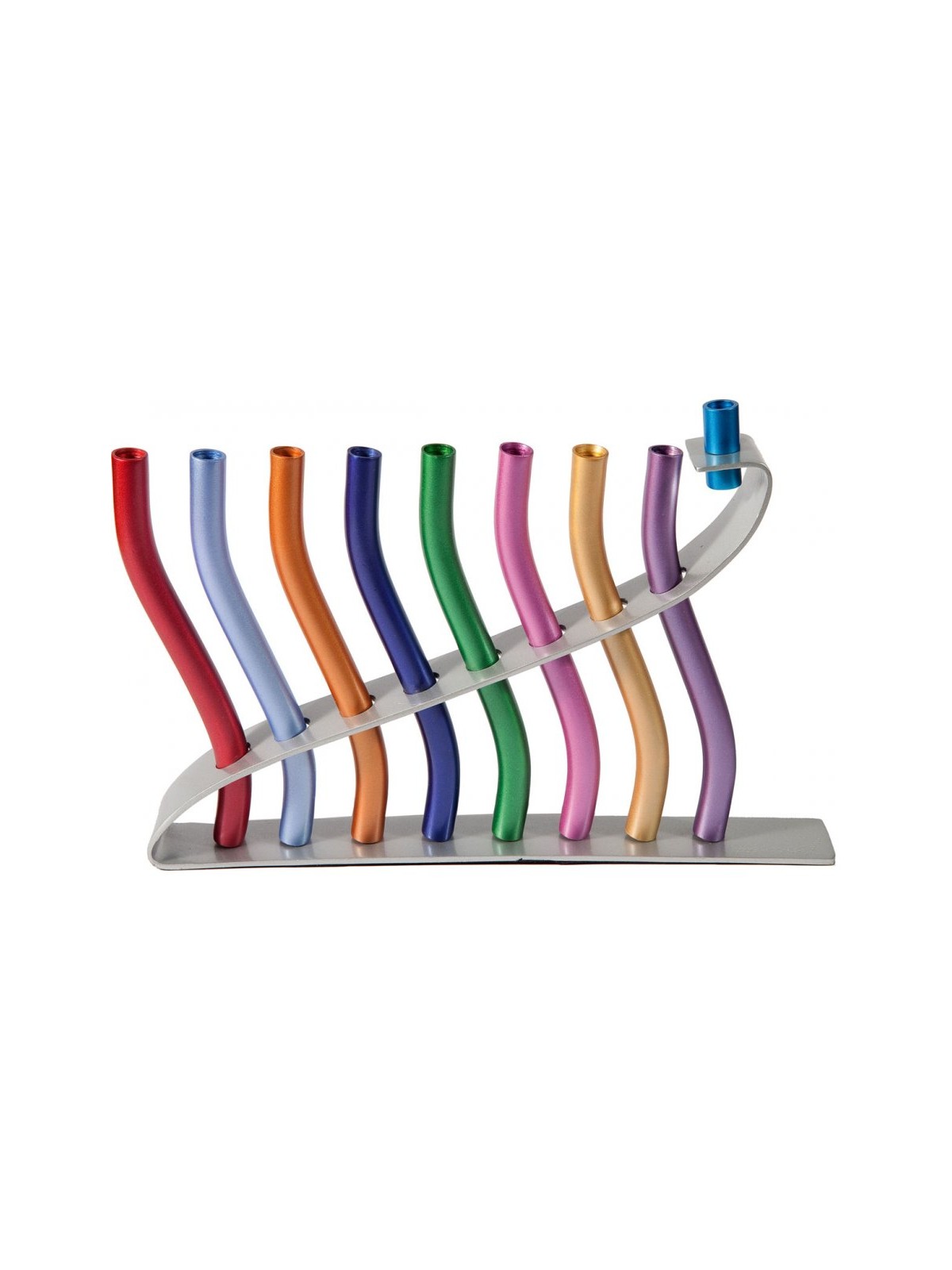 Yair Emanuel Anodized Aluminum Hanukkah Menorah ... | Hanukkah Menorah