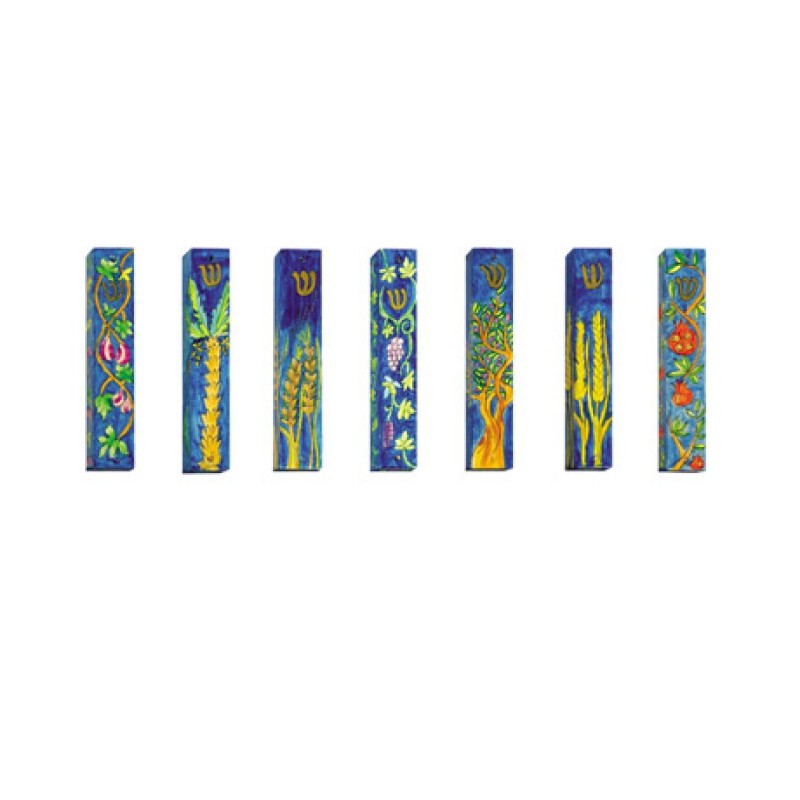 Yair Emanuel Large Hand Painted Wood Mezuzah ... | Mezuzahs by Emanuel