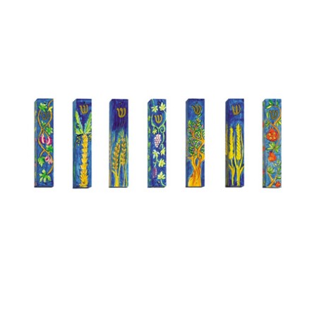 Yair Emanuel Large Hand Painted Wood Mezuzah ... | Mezuzahs by Emanuel