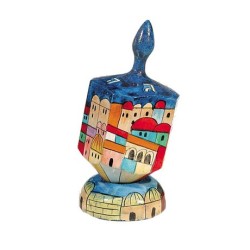 Yair Emanuel Large Hand Painted Wood Dreidel with Stand ... | Dreidels