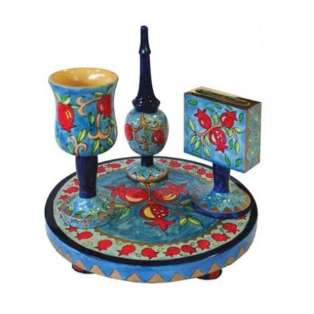 Yair Emanuel Hand Painted 4 Piece Wood Havdalah Set... | Havdalah Sets