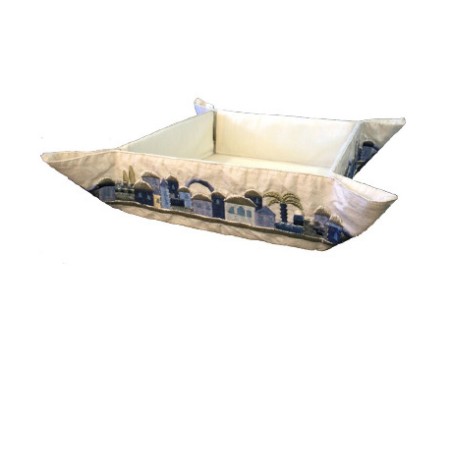 Yair Emanuel Embroidered Silk Blue Matza... | Matzah & Afikoman Covers