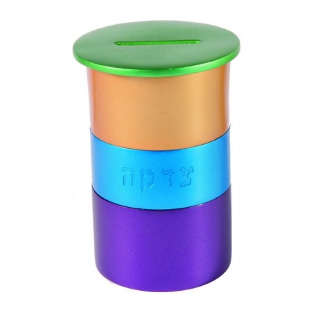Yair Emanuel Round Anodized Aluminum Charity Tzeda... | Tzedakah boxes
