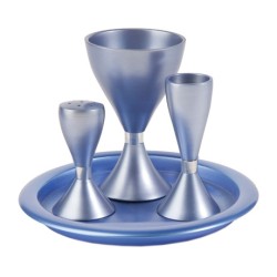 Yair Emanuel Contemporary Anodized Aluminum 4 Piece... | Havdalah Sets