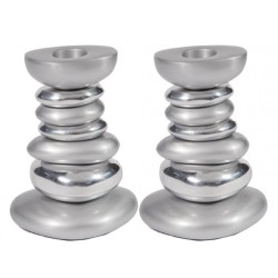 Yair Emanuel Aluminum Tower Candlestick Stone Shapes | Candlesticks