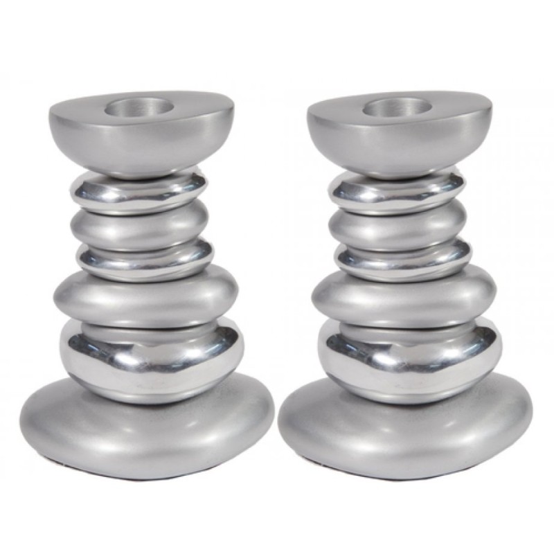 Yair Emanuel Aluminum Tower Candlestick Stone Shapes | Candlesticks