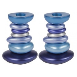 Yair Emanuel Aluminum Tower Candlestick Stone Shapes | Candlesticks