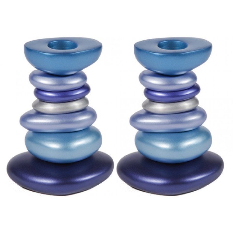 Yair Emanuel Aluminum Tower Candlestick Stone Shapes | Candlesticks