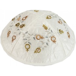 Yair Emanuel Embroidered Kippah Gold and... | Kippot & Hats by Emanuel