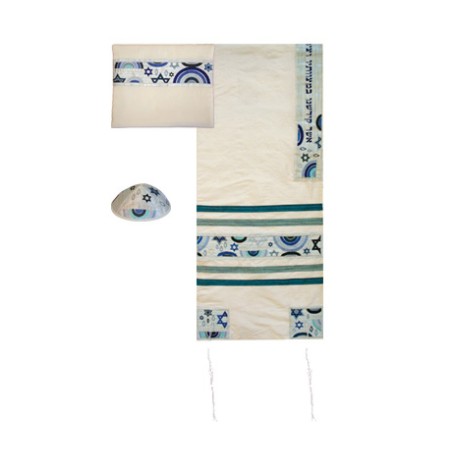 Yair Emanuel White Polysilk Tallit Set Em... | Jewish Gift from Israel