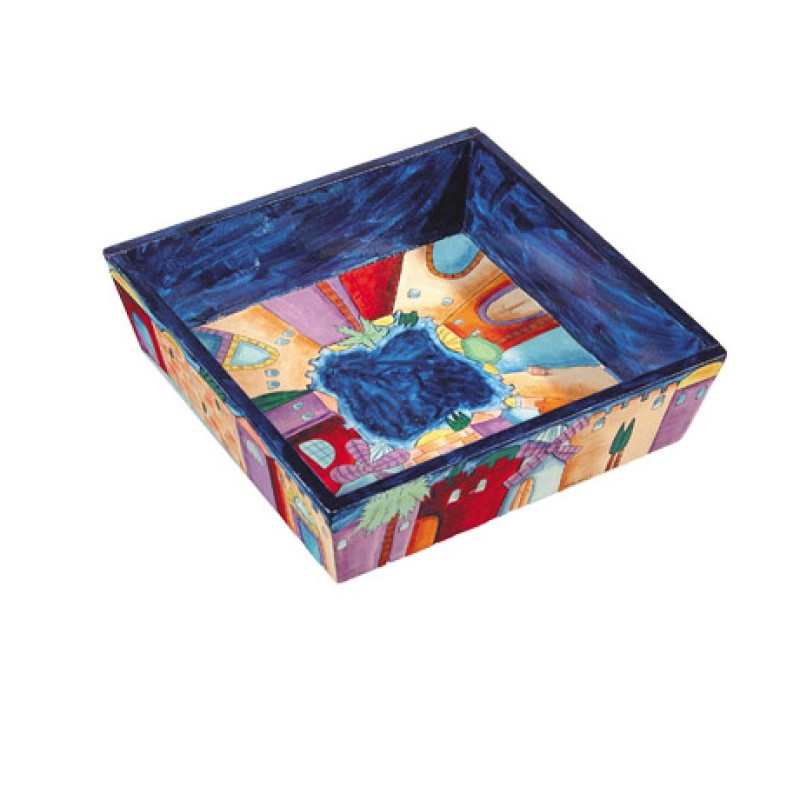 Yair Emanuel Hand Painted Wood Matzah Tra... | Jewish Gift from Israel