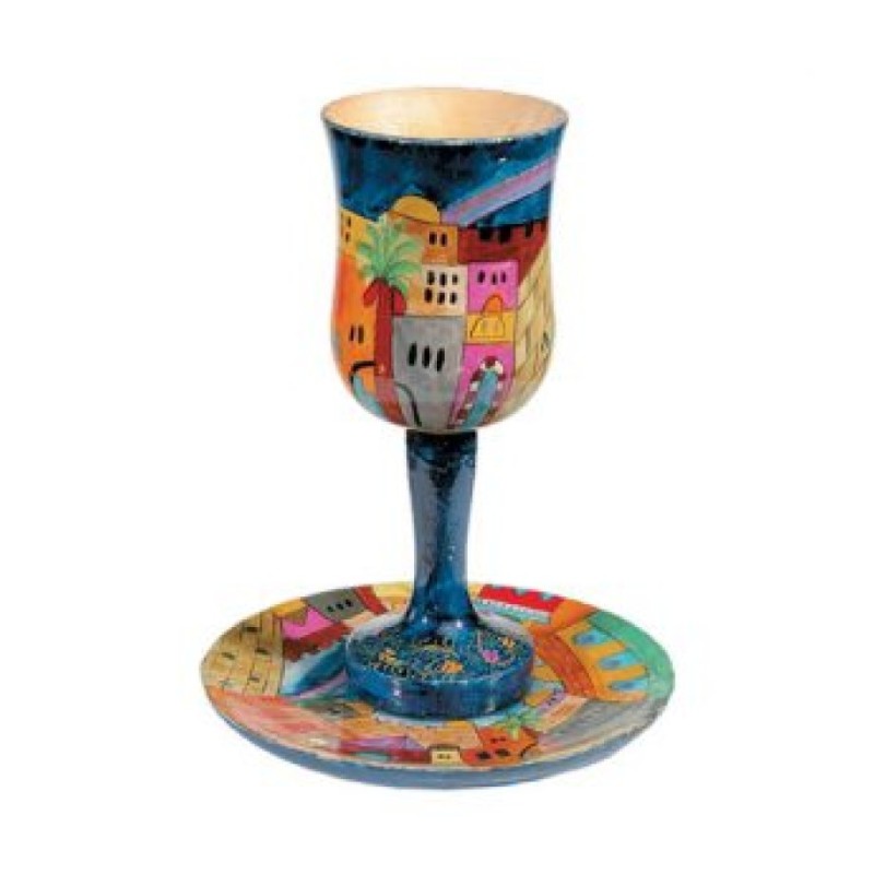 Yair Emanuel Hand Painted Large Wood Kidd... | Jewish Gift from Israel